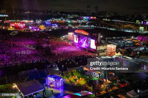 General view of the atmosphere and crowd during day two of Lollapalooza Brazil at Autodromo de Interlagos on March 23, 2024 in Sao Paulo, Brazil.