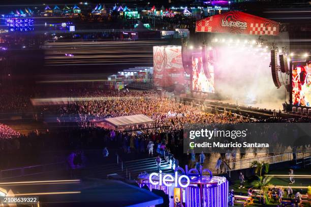 General view of the atmosphere and crowd during day two of Lollapalooza Brazil at Autodromo de Interlagos on March 23, 2024 in Sao Paulo, Brazil.