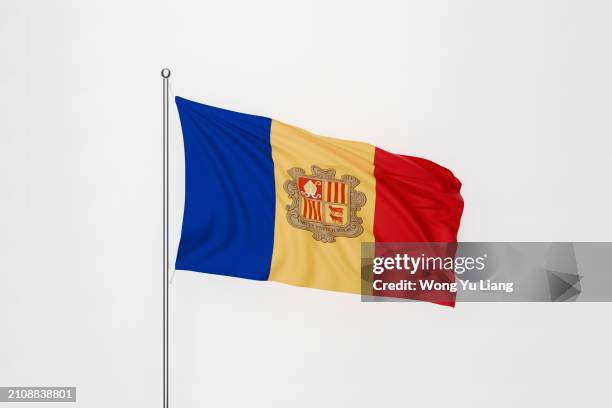 andorra flag with white background - andorran flag stock pictures, royalty-free photos & images