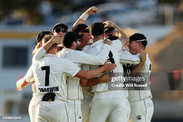 Western Australia celebrate after winning the Sheffield Shield Final match between Western Australia and Tasmania at WACA, on March 24 in Perth,...