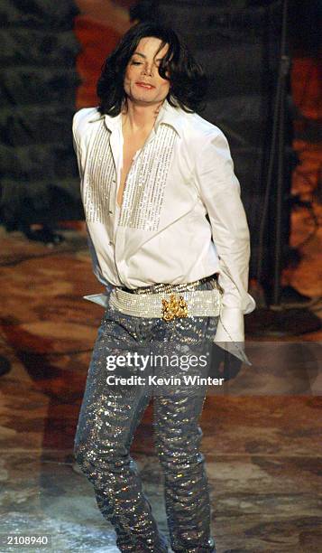 Michael Jackson performs at the 3rd Annual BET Awards at the Kodak Theatre on June 24, 2003 in Hollywood, California.