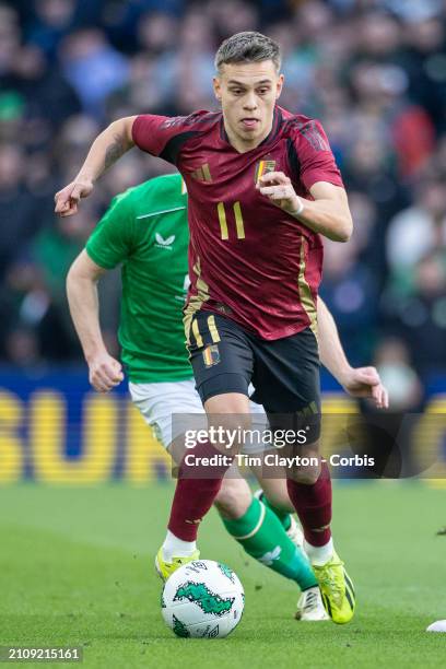 March 23: Leandro Trossard of Belgium defended by Seamus Coleman of Ireland during the Republic of Ireland V Belgium, International friendly match at...