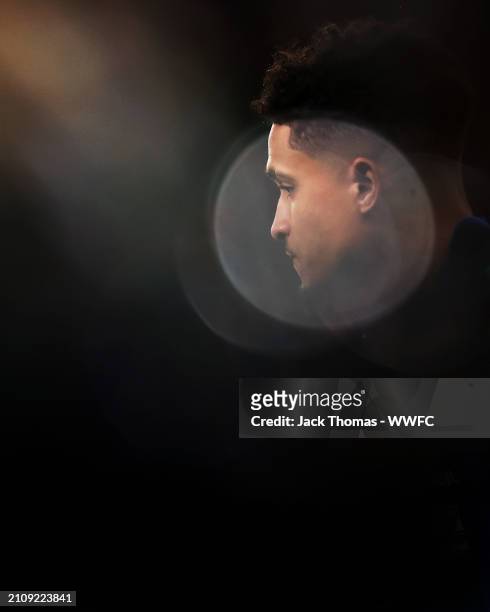 Joao Gomes of Brazil walks out ahead of the international friendly match between England and Brazil at Wembley Stadium on March 23, 2024 in London,...