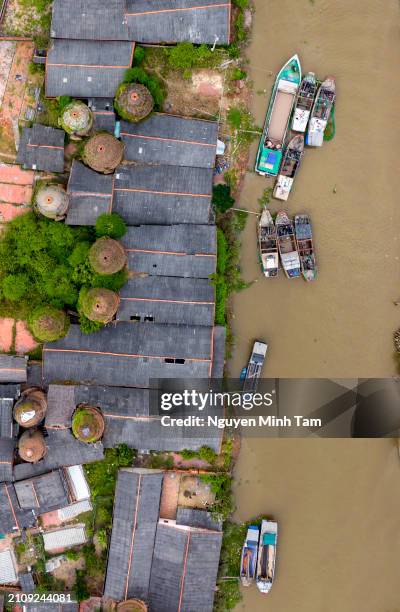 mang thit old brick kiln on the bank of a rural river, vinh long province, vietnam - brazier stock pictures, royalty-free photos & images