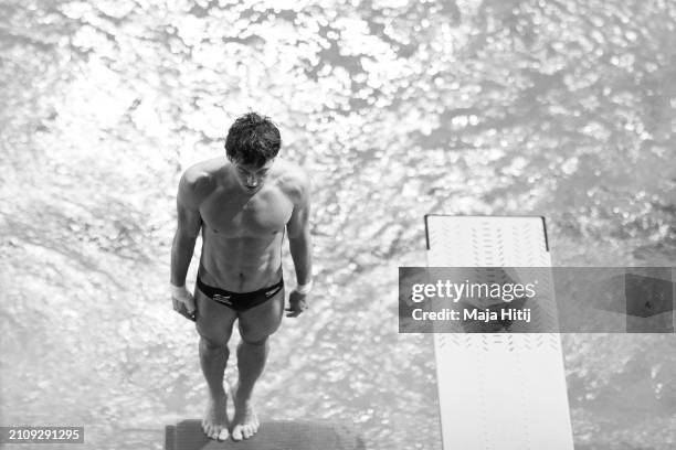 Thomas Daley of Team Great Britain trains prior the Men's Synchronized 10m Platform Final during the World Aquatics Diving World Cup 2024 - Stop 2 on...