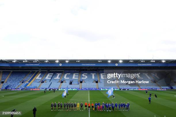 General view inside the stadium as players of Brighton & Hove Albion and Leicester City line up prior to the Barclays Women's Super League match...