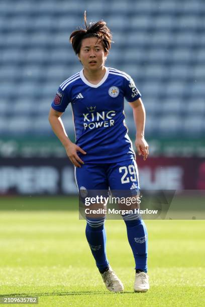 Yuka Momiki of Leicester City in action during the Barclays Women´s Super League match between Leicester City and Brighton & Hove Albion at The King...