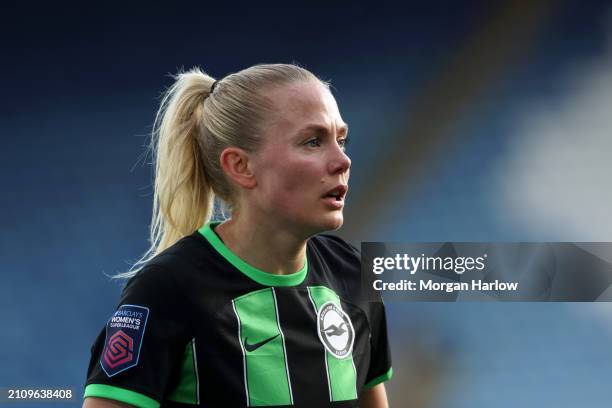 Guro Bergsvand of Brighton & Hove Albion in action during the Barclays Women´s Super League match between Leicester City and Brighton & Hove Albion...