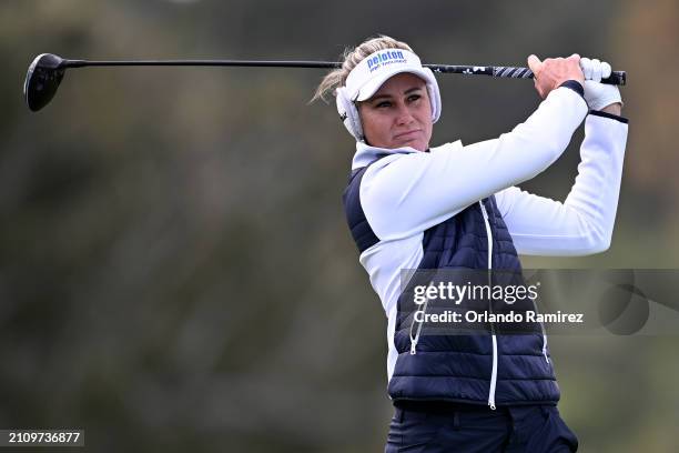 Ryann O'Toole of the United States hits her tee shot on the fourth hole during the final round of the FIR HILLS SERI PAK Championship at Palos Verdes...