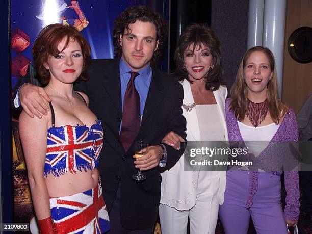 Veteran actress Joan Collins and her children Tara, Sacha and Katie at the premiere of 'The Flintstones in Viva Rock Vegas' in London on July 25...