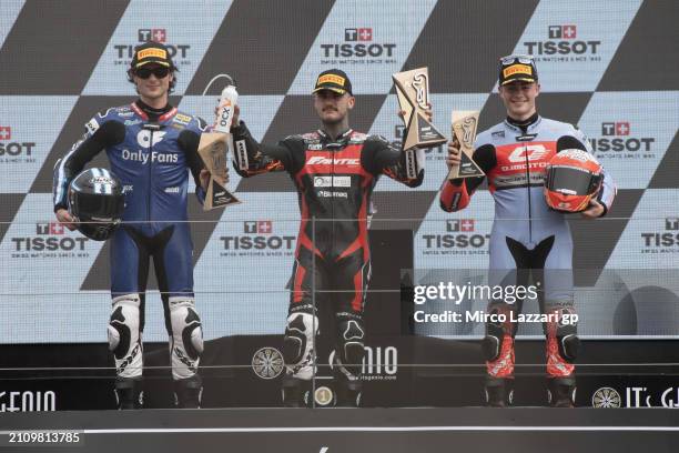 Joe Roberts of USA and OnlyFans American Racing Team, Aron Canet of Spain and Fantic Racing and Manuel Gonzalez of Spain and QJMOTOR Gresini Moto2™...