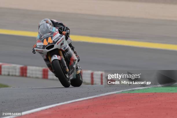 Aron Canet of Spain and Fantic Racing heads down a straight during the Moto2 race during the MotoGP Of Portugal - Race at Autodromo do Algarve on...