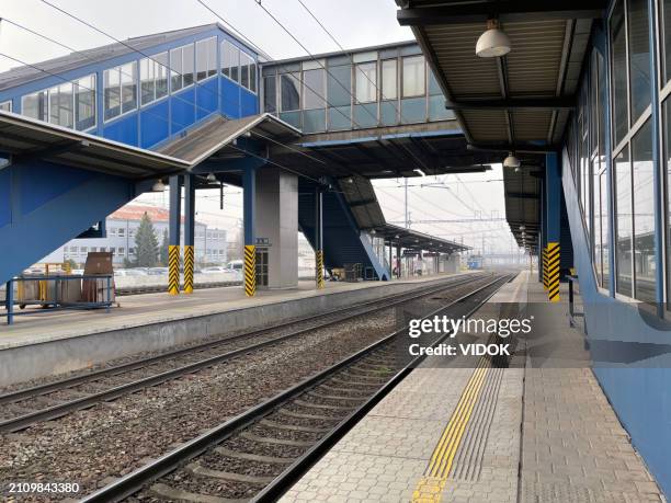 platforms of the main railway station in ostrava, czech republic. - ostrava stock pictures, royalty-free photos & images