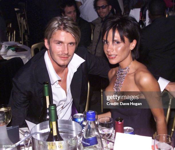 Footballer David Beckham and his wife Victoria at the MOBO Awards in the Royal Albert Hall on October 6, 1999.