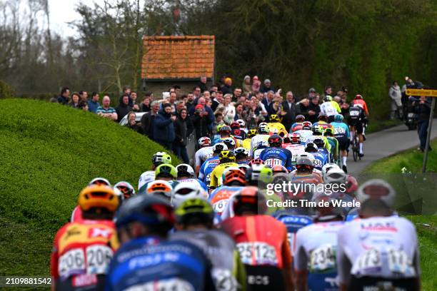 General view of the peloton passing through Baneberg sector during the 86th Gent-Wevelgem in Flanders Fields 2024 - Men's Elite a 253.1km one day...