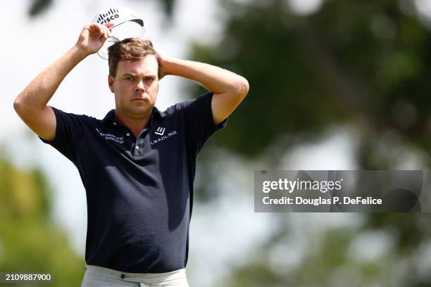 Keith Mitchell of the United States looks on during the final round of the Valspar Championship at Copperhead Course at Innisbrook Resort and Golf...