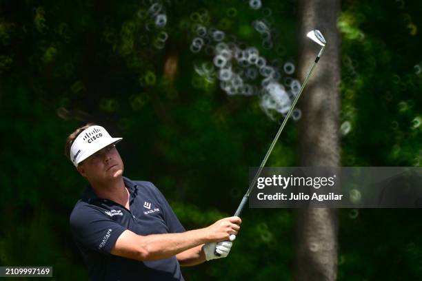 Keith Mitchell of the United States plays his shot from the third tee during the final round of the Valspar Championship at Copperhead Course at...