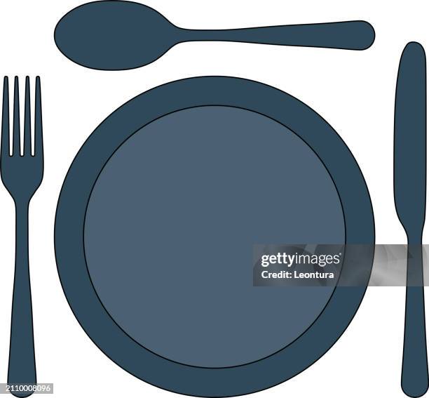 cutlery silhouette - breakfast with view stock illustrations