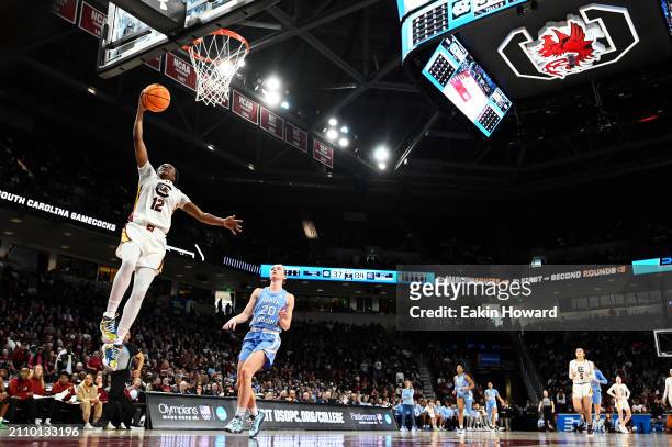 MiLaysia Fulwiley of the South Carolina Gamecocks goes up for two against the North Carolina Tar Heels in the fourth quarter during the second round...