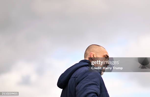 Alex Sanderson, Director of Rugby of Sale Sharks looks on ahead of the Gallagher Premiership Rugby match between Bath Rugby and Sale Sharks at...