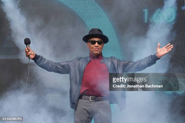 Grand Marshal Giancarlo Esposito gives the command to start engine prior to the NASCAR Cup Series EchoPark Automotive Grand Prix at Circuit of The...