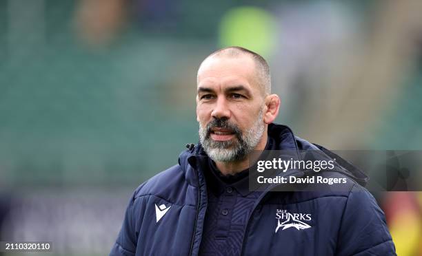 Alex Sanderson, the Sale Sharks director of rugby, looks on during the Gallagher Premiership Rugby match between Bath Rugby and Sale Sharks at the...