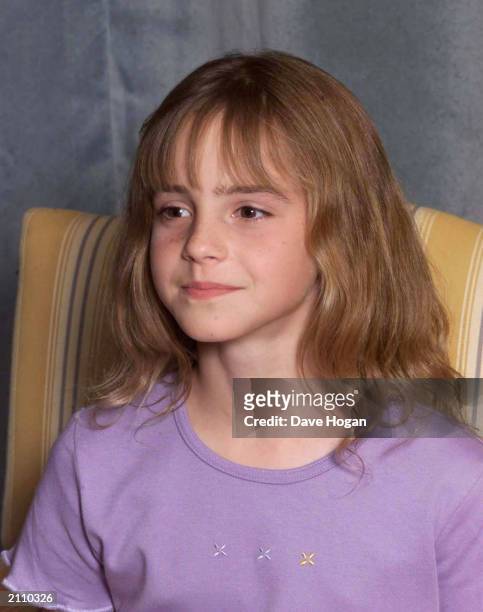 Actress Emma Watson attends a photocall to present the new cast of the Harry Potter Films, London, August 23, 2000.