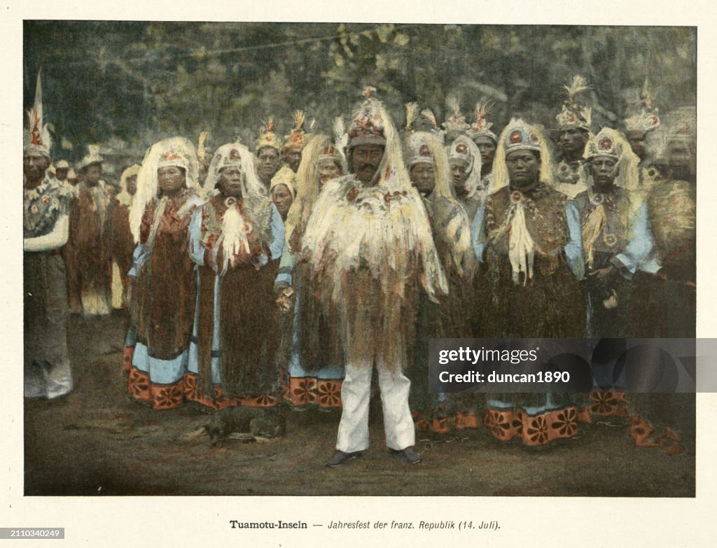 Traditional festival, Tuamotu Islands, French Polynesia, History 1890s, 19th Century