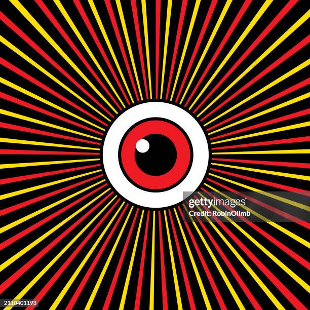 evil red eye burst - exploding watch stock illustrations
