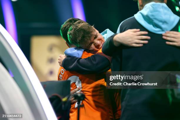 Donovan Hunt ’Tekkz” and Matias Bonanno ‘Bonanno’ of Manchester City celebrate winning the final against Marc Marley ‘Marley’ and Jayden Groden...