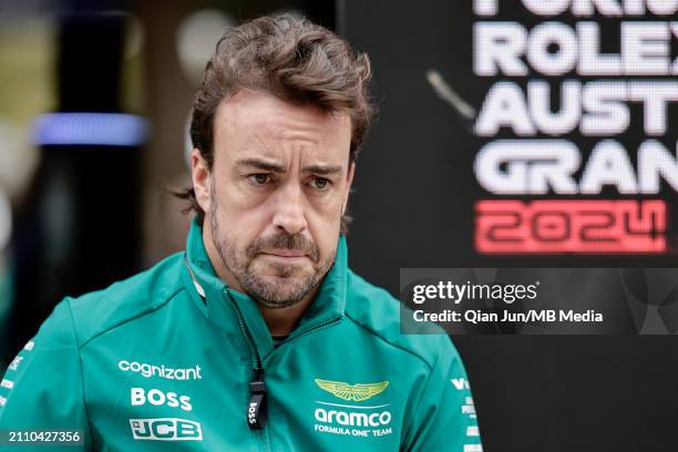 Fernando Alonso of Spain and Aston Martin Aramco F1 Team arrives at the track during the F1 Grand Prix of Australia at Albert Park Circuit on March...