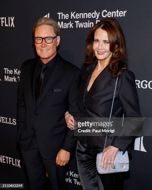 Timothy R. Lowery and Lynda Carter attend the 25th Annual Mark Twain Prize For American Humor at The Kennedy Center on March 24, 2024 in Washington,...
