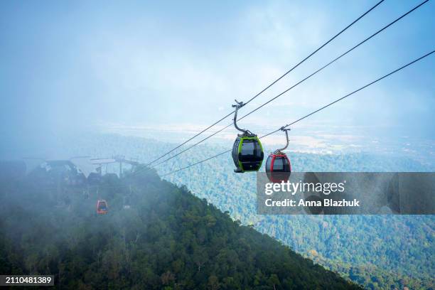 landscape of langkawi island, malaysia, from sky bridge. cable car. - langkawi stock-fotos und bilder