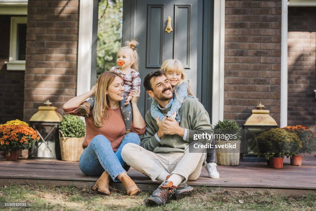 Young family enjoying in sunny day