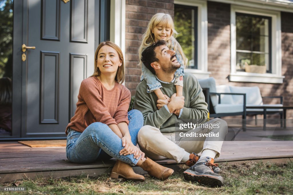 Young family enjoying in sunny day