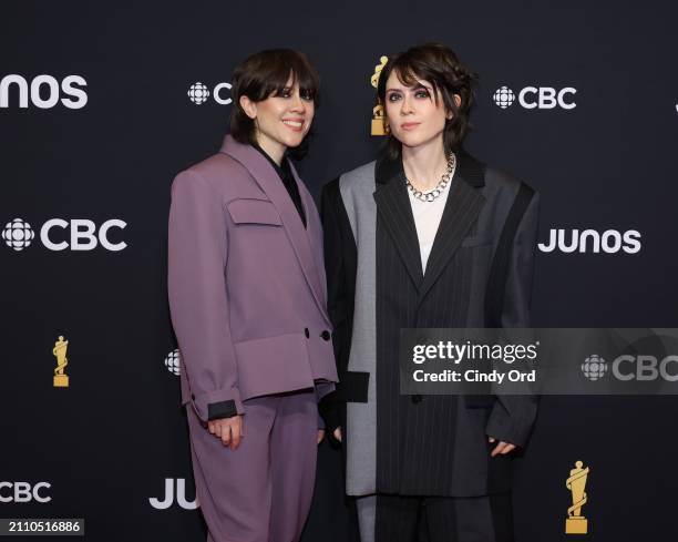 Sara Quin and Tegan Quin of Tegan and Sara attend the 2024 JUNO Awards at Scotiabank Centre on March 24, 2024 in Halifax, Nova Scotia.