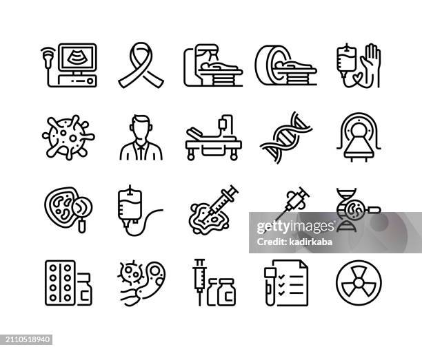 cancer treatment line icon. oncology, chemotherapy, hospital, doctor, oncologist, biopsy, group of object. - biopsy stock illustrations