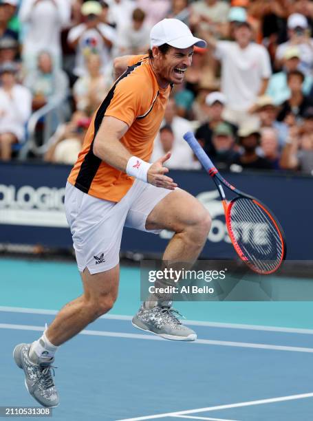Andy Murray of Great Britain screams in pain after hurting his left ankle during his match against Tomas Machac of the Czech Republic on Day 9 of the...