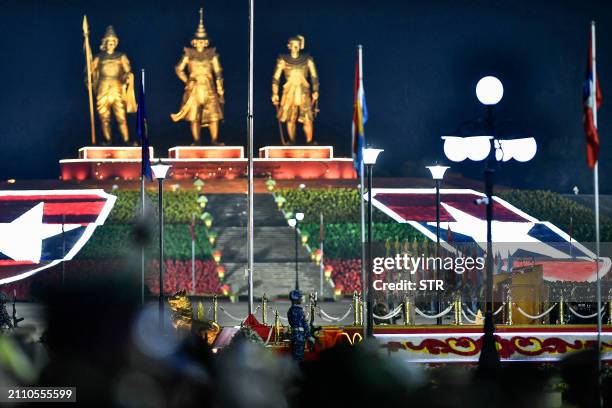 Myanmar's junta chief military Min Aung Hlaing arrives to deliver a speech during a ceremony to mark the country's Armed Forces Day in Naypyidaw on...