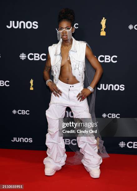 Haviah Mighty attends the 2024 JUNO Awards at Scotiabank Centre on March 24, 2024 in Halifax, Nova Scotia.