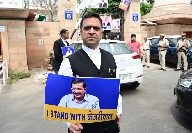 IND: AAP Legal Cell Lawyers Protest At Patiala House Court Against Arrest Of Delhi CM Arvind Kejriwal