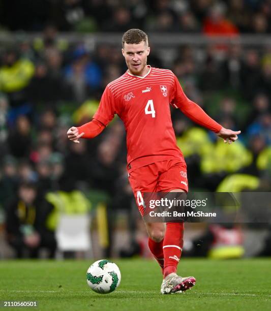 Dublin , Ireland - 26 March 2024; Nico Elvedi of Switzerland during the international friendly match between Republic of Ireland and Switzerland at...