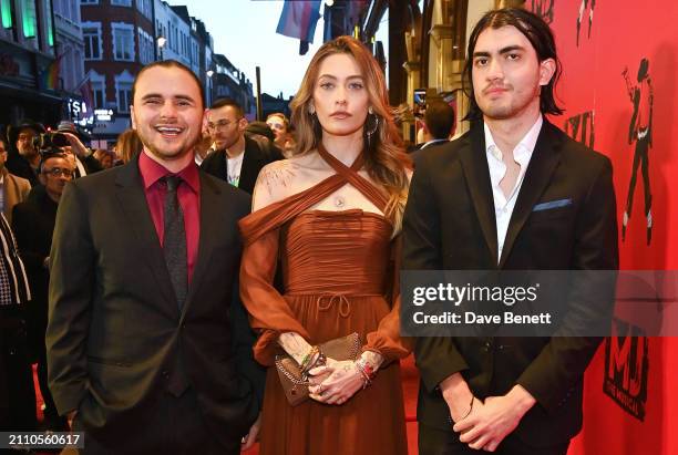 Prince Jackson, Paris Jackson and Bigi Jackson aka Blanket Jackson attend the press night performance of "MJ: The Musical" at the Prince Edward...