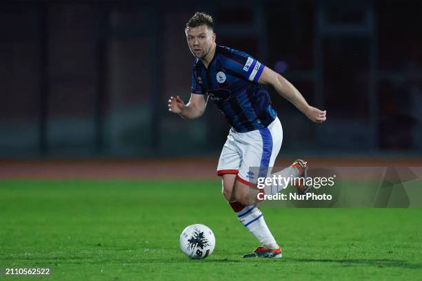 Nicky Featherstone of Hartlepool United is in action during the Vanarama National League match between Gateshead and Hartlepool United at the...