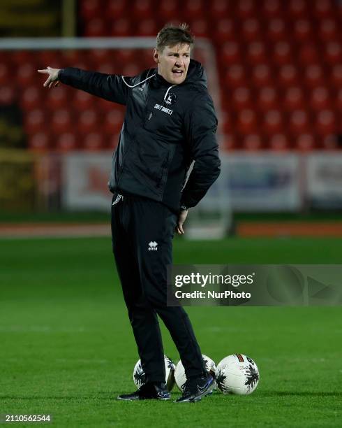 Tony Sweeney, the first team coach for Hartlepool United, is watching the Vanarama National League match between Gateshead and Hartlepool United at...