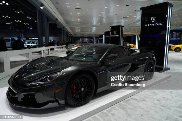 Rimac Nevera electric vehicle hypercar during the 2024 New York International Auto Show in New York, US, on Wednesday, March 27, 2024. The event,...