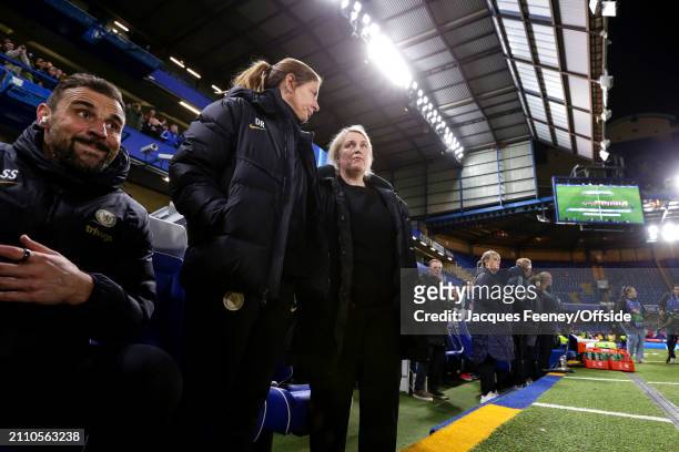 Chelsea manager Emma Hayes during the UEFA Women's Champions League 2023/24 Quarter Final Leg Two match between Chelsea FC Women and AFC Ajax at on...