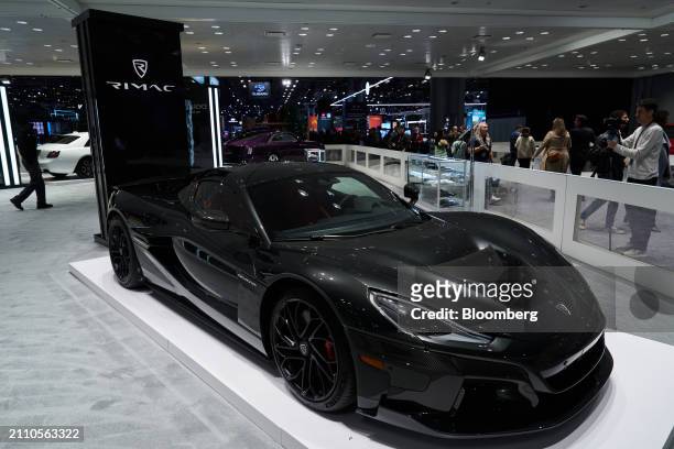 Rimac Nevera electric vehicle hypercar during the 2024 New York International Auto Show in New York, US, on Wednesday, March 27, 2024. The event,...