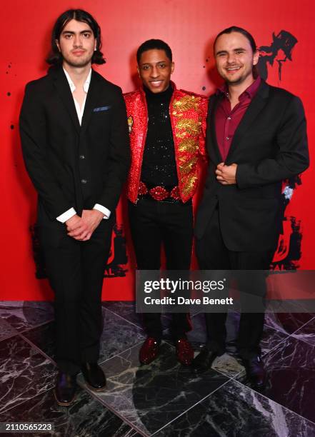 Bigi Jackson aka Blanket Jackson, Myles Frost and Prince Jackson attend the press night after party for "MJ: The Musical" at The Londoner Hotel on...