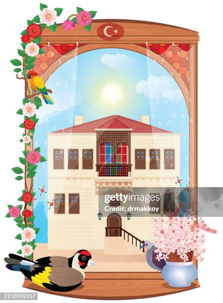 a house in cappadocia - göreme national park stock illustrations